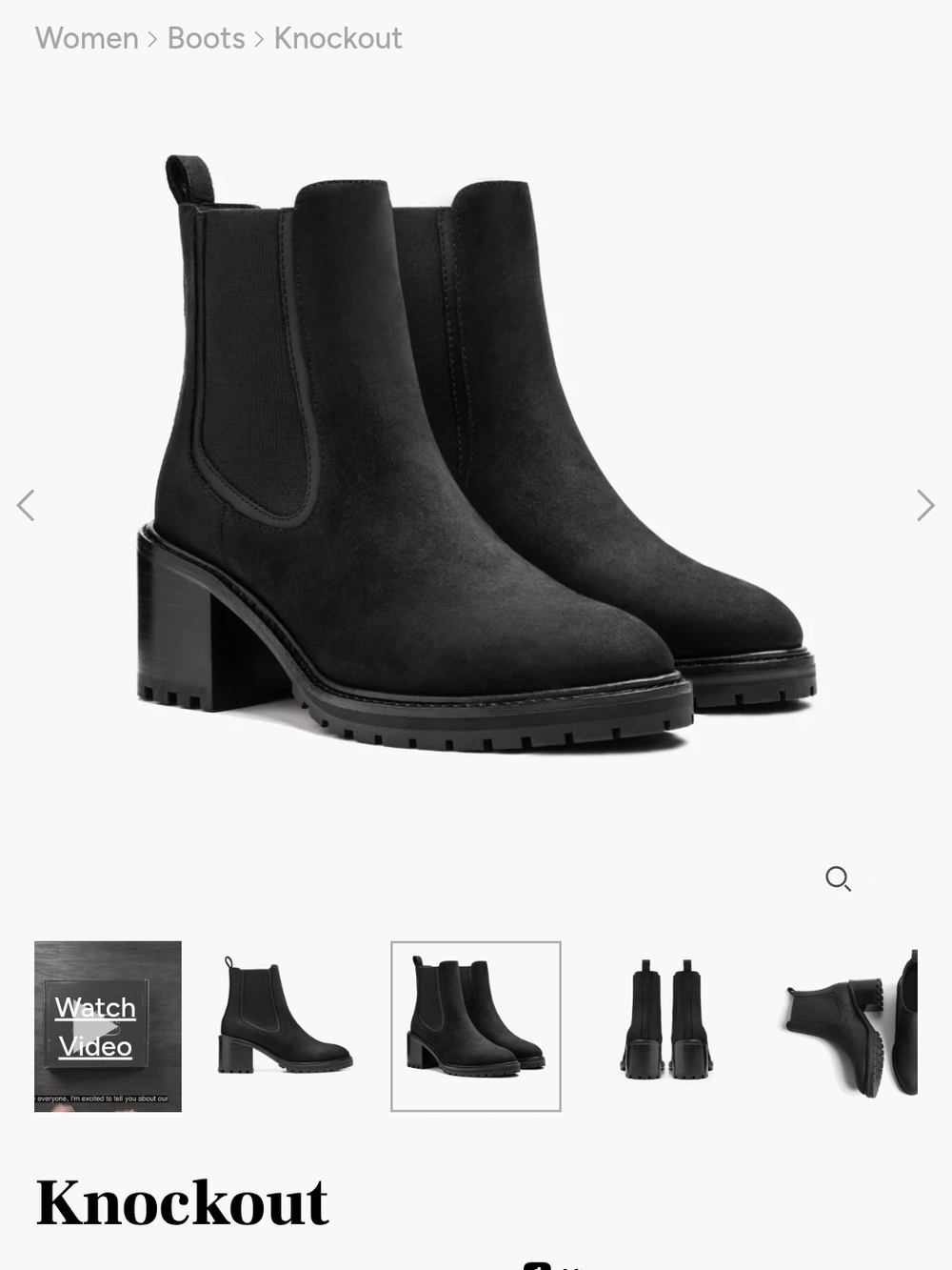 Knockout Women's Black Chelsea Block Heel Boots